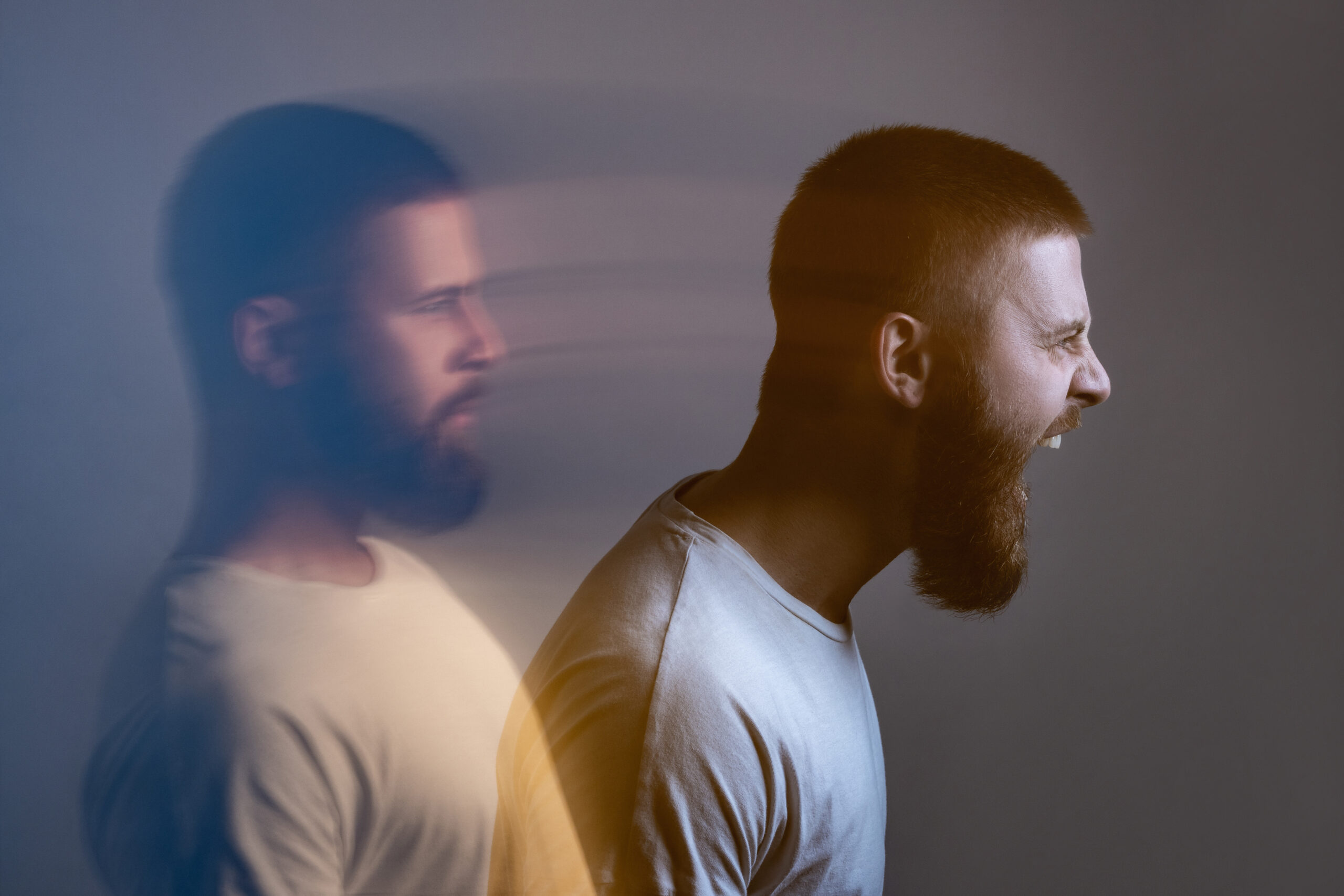 TMS and mood swings - man going through mood swings concept image.